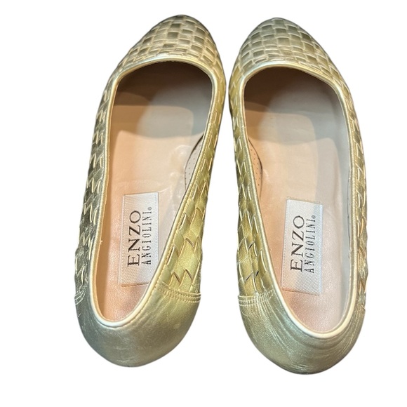 Vintage Enzo Angiolini Genius II Gold Woven Leather Women's Loafers 9M - Picture 4 of 7